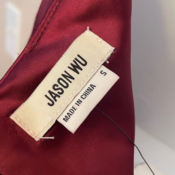 JASON WU Satin MIDI Dress Plunging U Neckline Halter Burgundy Wine Sz S NWT - Picture 7 of 11